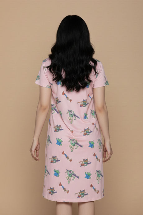 Zivame Toy Story Knit Poly Knee Length Night Dress - Crystal Rose — image 4